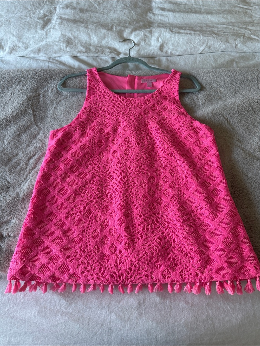 Lilly Pulitzer Hot Pink Crochet Tassel Tank Top